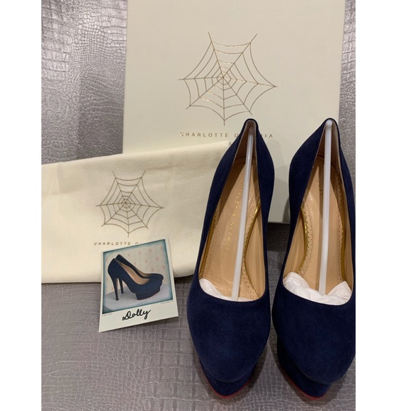NIB Authentic Charlotte Olympia Dolly Navy Suede size 36.5 - Picture 5 of 6